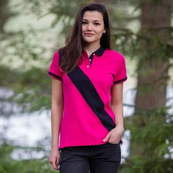 Plain Women's diagonal stripe piqué polo shirt - tag-free Front Row & Co 200 GSM